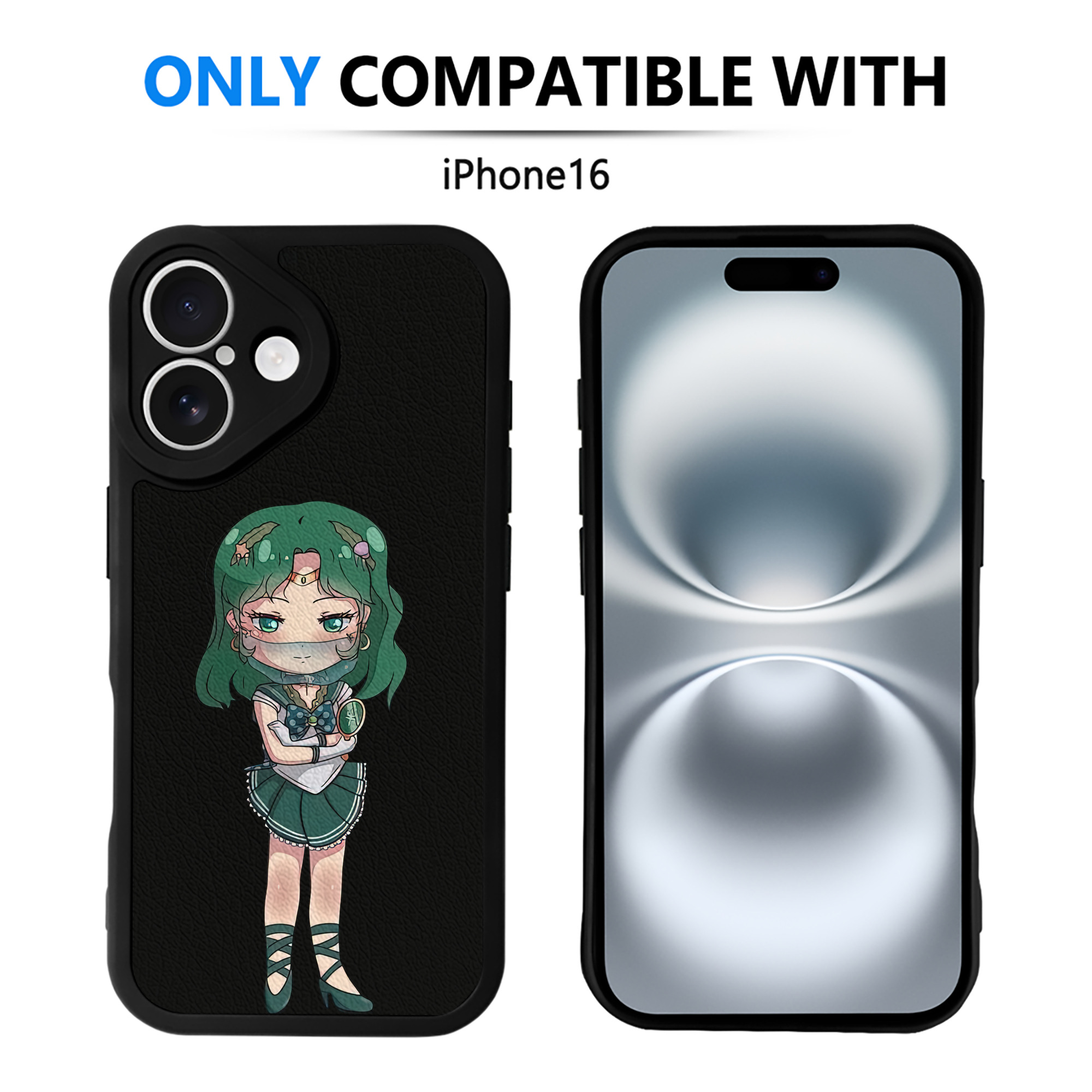 （画像用） 美少女戦士セーラームーン 海王 みちる（かいおう みちる） Sailor Moon Kaiou Michiru 【iPhone 16シリーズ対応】シリコンスマホケース（レザー調） 材質：シリコン